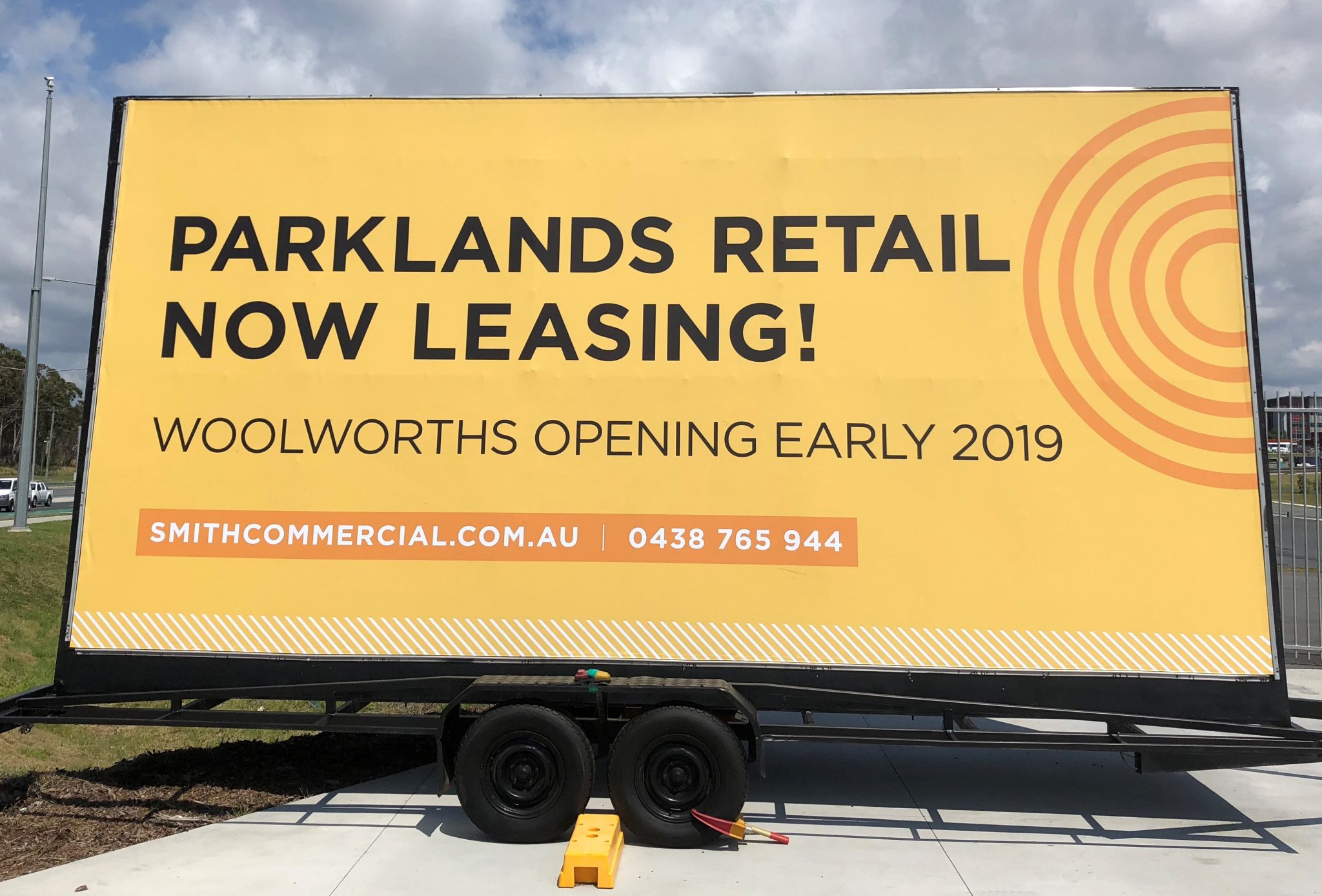 Trailer billboard for Parklands retail space leasing
