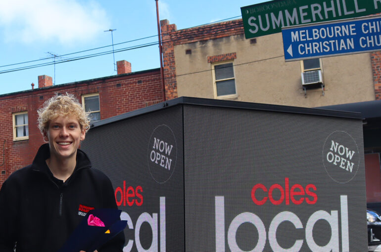 Coles saying hello in Glen Iris