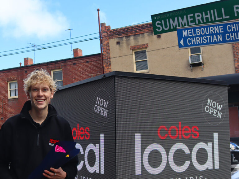 Coles saying hello in Glen Iris