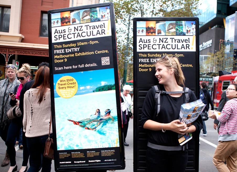 Mobile Outdoor Media Walking Boards Gold Coast